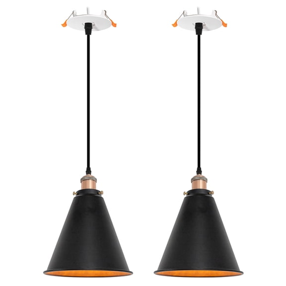 Kiven Recessed Ceiling Light, 2-Light Industrial Style Recessed Downlight, Adjustable Pendant Lighting for Bedroom Kitchen Island Home, Copper Red Finish