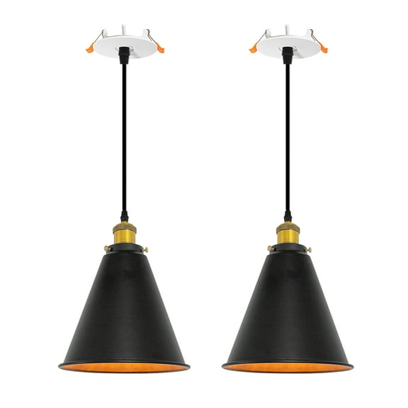 Kiven Recessed Ceiling Light, 2-Light Industrial Style Recessed Downlight, Adjustable Pendant Lighting for Bedroom Kitchen Island Home, Gold Finish
