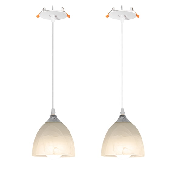 Kiven Recessed Ceiling Light, 2-Light Modern Recessed Downlight with Glass Lampshade, Adjustable Pendant Lighting for Bedroom Kitchen Island Home