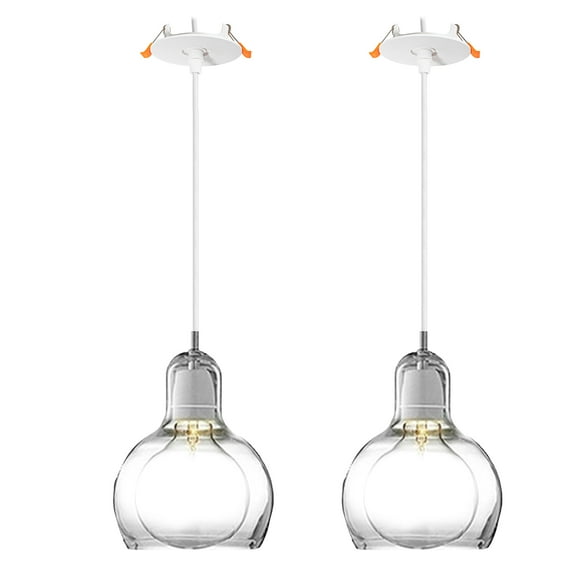 Kiven Recessed Ceiling Light, 2-Light Modern Style Recessed Downlight with Glass Lampshade, Adjustable Pendant Lighting for Bedroom Kitchen Island Home