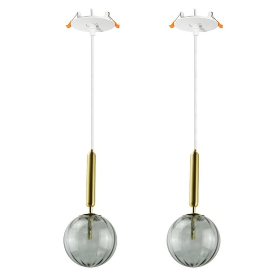 Kiven Recessed Ceiling Light, 2-Light Modern Style Recessed Downlight with Glass Lampshade, Adjustable Pendant Lighting for Bedroom Kitchen Island Home