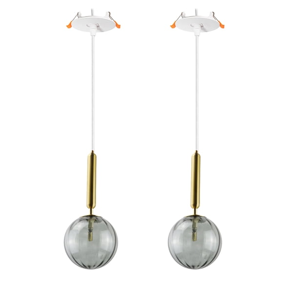 Kiven Recessed Ceiling Light, 2-Light Modern Style Recessed Downlight with Glass Lampshade, Adjustable Pendant Lighting for Bedroom Kitchen Island Home