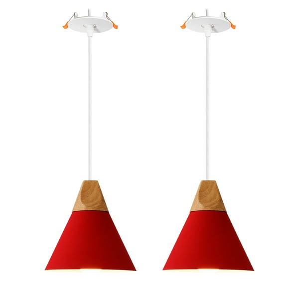 Kiven Recessed Ceiling Light, 2-Light Modern Style Recessed Downlight with Iron Lampshade, Adjustable Pendant Lighting for Bedroom Kitchen Island Home