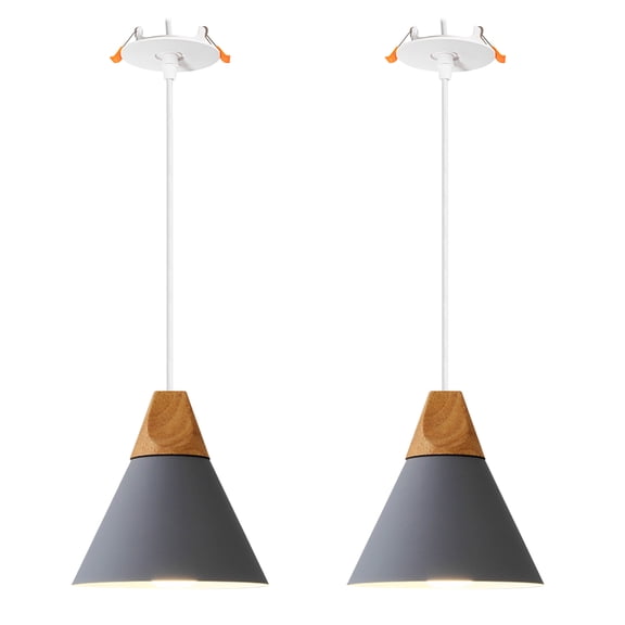 Kiven Recessed Ceiling Light, 2-Light Modern Style Recessed Downlight with Iron Lampshade, Adjustable Pendant Lighting for Bedroom Kitchen Island Home