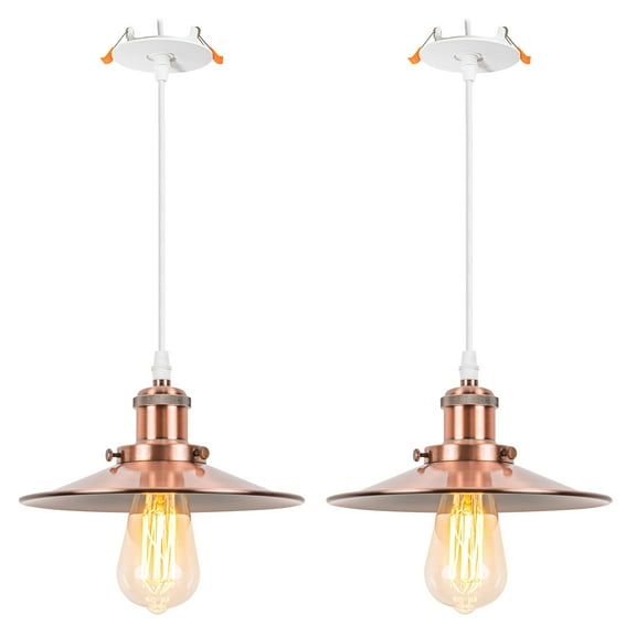 Kiven Recessed Ceiling Light, 2-Light Modern Style Recessed Downlight with Iron Lampshade, Adjustable Pendant Lighting for Bedroom Kitchen Island Home