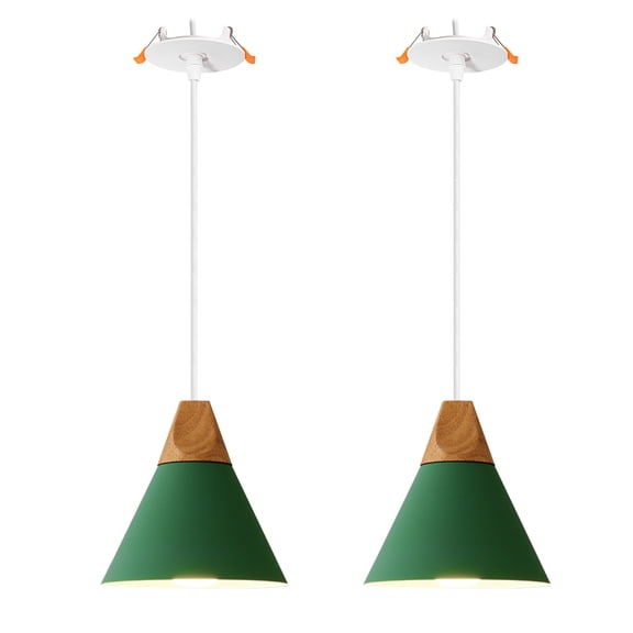 Kiven Recessed Ceiling Light, 2-Light Modern Style Recessed Downlight with Iron Lampshade, Adjustable Pendant Lighting for Bedroom Kitchen Island Home