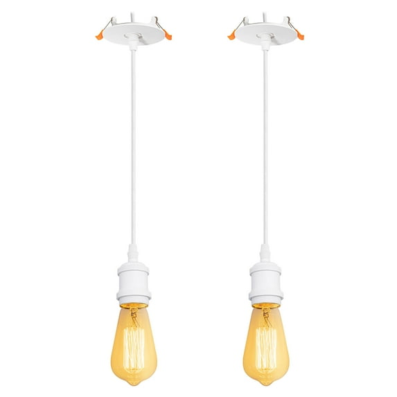 Kiven Recessed Ceiling Light, 2-Light Modern Style Recessed Downlight with E26 Socket, Adjustable Pendant Lighting for Bedroom Kitchen Home