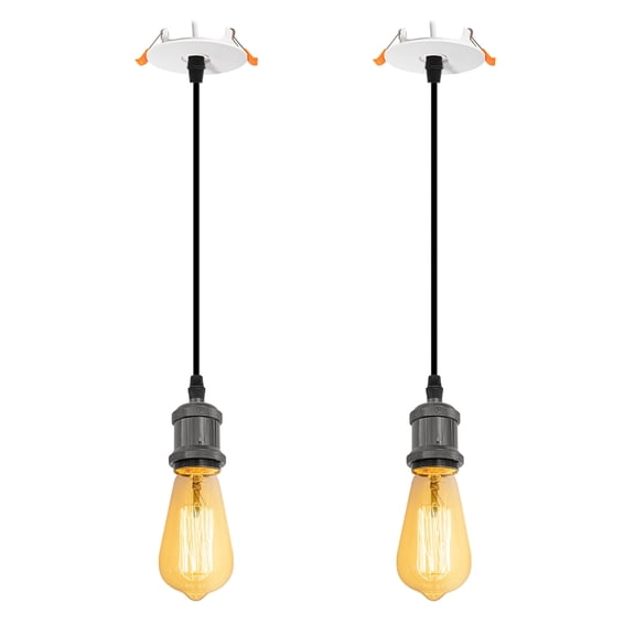 Kiven Recessed Ceiling Light, 2-Light Modern Style Recessed Downlight with E26 Socket, Adjustable Pendant Lighting for Bedroom Kitchen Home