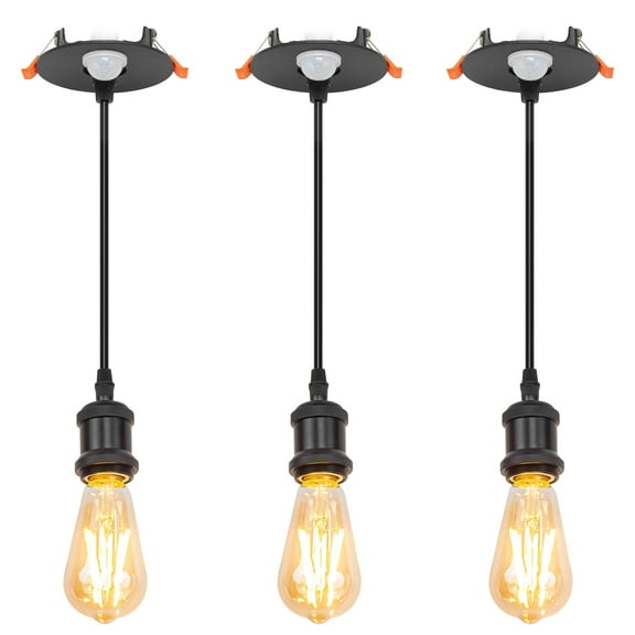 Kiven Recessed Ceiling Light, Motion Sensor Recessed Downlight, Adjustable Vintage Pendant Lighting for Foyer Kitchen Island Garage Hallway,3 Pack