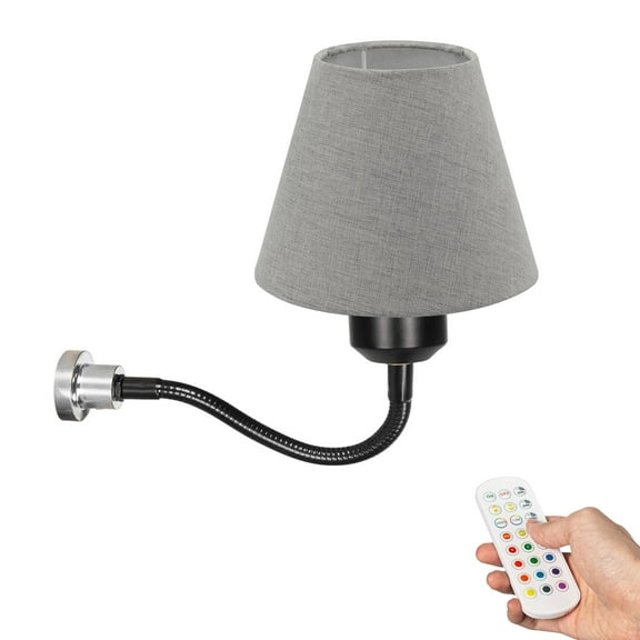 Kiven Rechargeable Magnetic Base Light, Cordless Magnetic Wall Light with 3 Color Modes,Dimmable Reading Lamp E26 Socket Grey Fabric Lampshade for Metal Shelf Hallway Office Bedside DZ0031