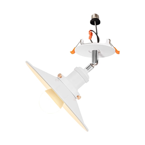 Kiven Retrofit Recessed Lighting with E26 Power Outlet Adapter, 4/5/6 Inch Replacement Conversion Kit Adjustable Angle,1-Light Farmhouse Pendant Lighting for Kitchen Home TB2773-W