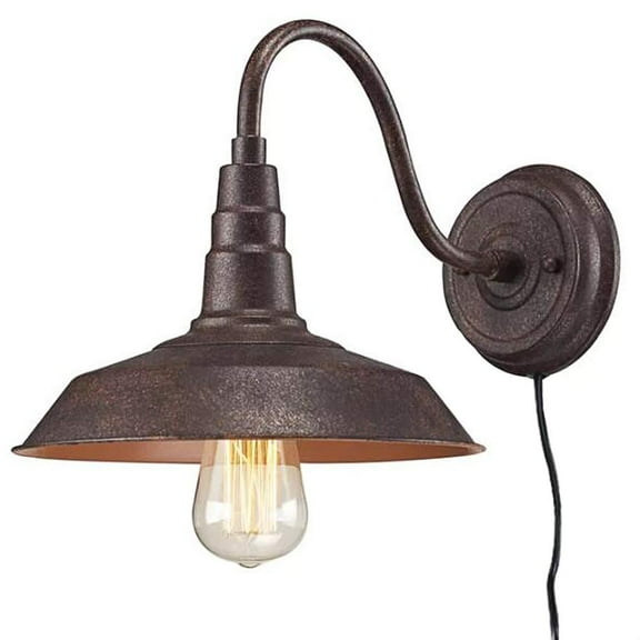 Kiven Rust Gooseneck Plug-in Wall Sconces Barn Warehouse Farmhouse Sconces Wall Lighting