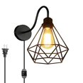 thumbnail image 1 of Kiven Socket Vintage Industrial Dimmable Wall Sconce E26 UL Certification Plug-in Dimmable Switch Cord Lighting Black, Bulb Included, 1 of 3