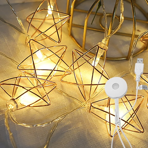 Kiven Star Shaped Led String Lights,LED Curtain String Lights,LED String Lights Indoor with Light Sensor,Fairy Lights Dusk to Dawn for Party Home Wall Decor,Warm White