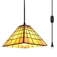 thumbnail image 1 of Kiven Style Victorian Plug in Pendant light1- Light Ceiling hanging Lamp with 11-Inch Glass Shade,Dimmable, 1 of 6