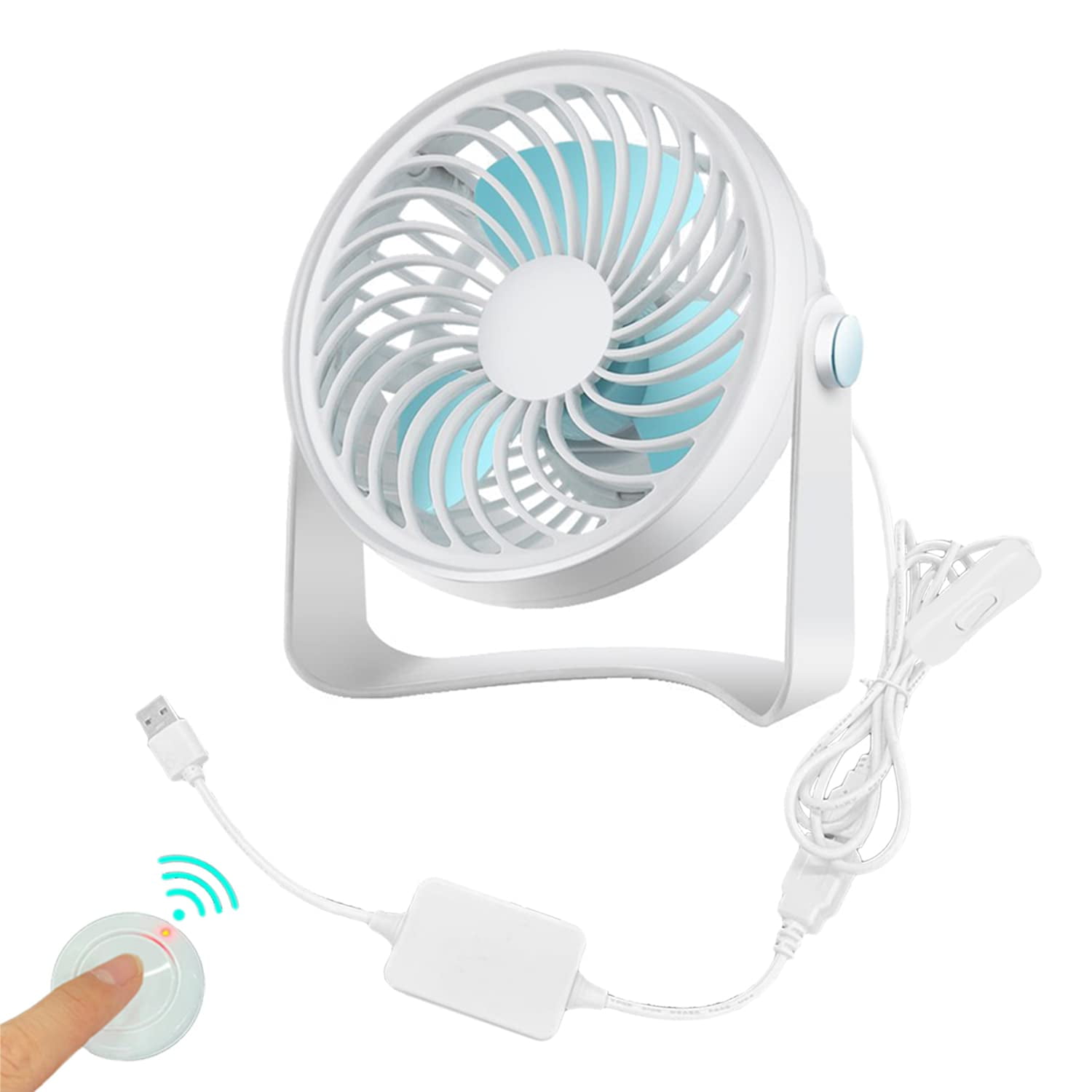 Kiven USB Desk Fan Small Table Fan with Remote Control,Quiet Operation Portable Fan 360°Adjustable?Strong Airflow Mini Personal Fan for Home Office Bedroom and Desktop Car Outdoor Travel