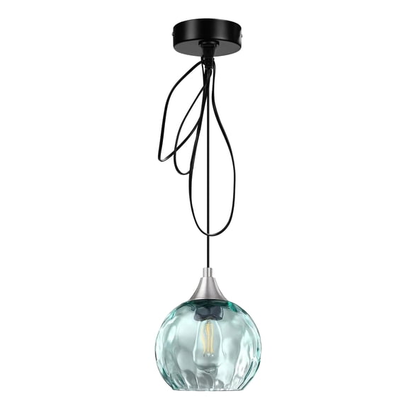 Kiven Vintage Pendant Light,Blue Glass Ceiling Light Plate Light Fixture Canopy with Convenient Outlet, Convert Hardwired to a Plug-In Outlet lighting for Renter and Old House Improvement TB3277