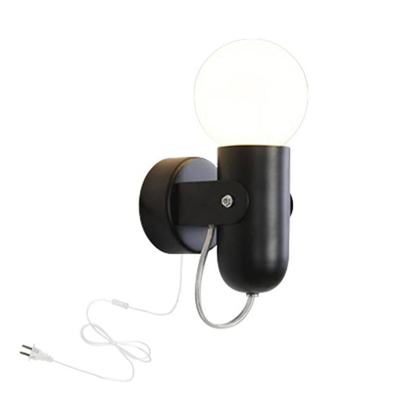 Kiven Wall Mounted Plug-in Sconce Light, Nordic Wall Sconce Lamps Macaron Edison Adjustable lamp Holder Aisle Lights Corridor Lamp Bedside Reading Light E27(Color :Black)