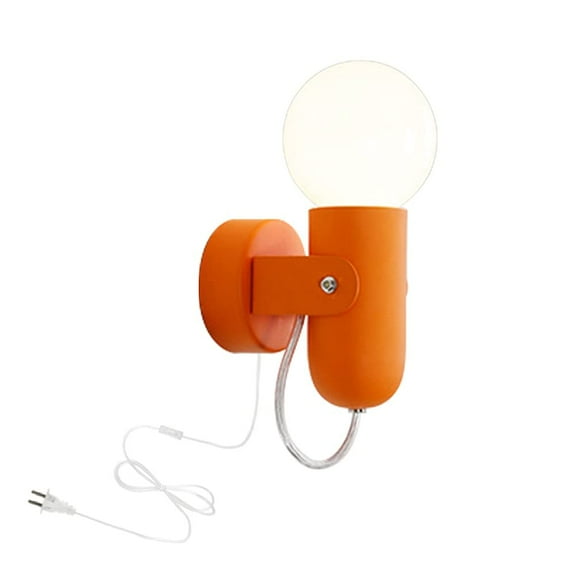 Kiven Wall Mounted Plug-in Sconce Light, Nordic Wall Sconce Lamps Macaron Edison Adjustable lamp Holder Aisle Lights Corridor Lamp Bedside Reading Light E27(Color :Orange)