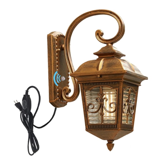 Kiven Waterproof Exterior Outdoor/Indoor Cage Light, Plug-in Wall Mount Lantern Light, Dusk-to-Dawn,Industrial Porch Light for Porch Garage Patio E26 Socket,Copper Finish