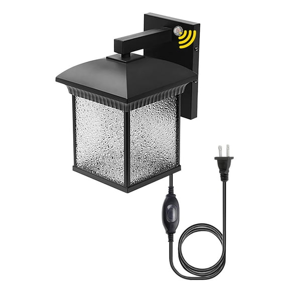 Kiven Waterproof Exterior Outdoor/Indoor Wall Light, Plug-in Black Wall Mount Lantern Light , Dusk-to-Dawn,Industrial Porch light for House, Garage, Patio E26 Socket BD3155ZS
