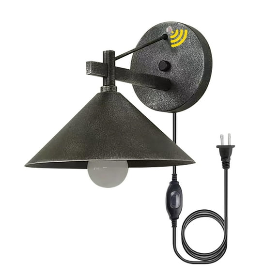 Kiven Waterproof Exterior Outdoor/Indoor Wall Light, Plug-in Wall Mount Lantern Light , Dusk-to-Dawn,Industrial Porch light for House, Garage, Patio,Antique Silver