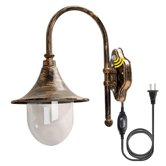 Kiven Waterproof Exterior Outdoor/Indoor Wall Light, Plug-in Wall Mount Lantern Light , Dusk-to-Dawn,Industrial Porch light for House, Garage, Patio BD0786