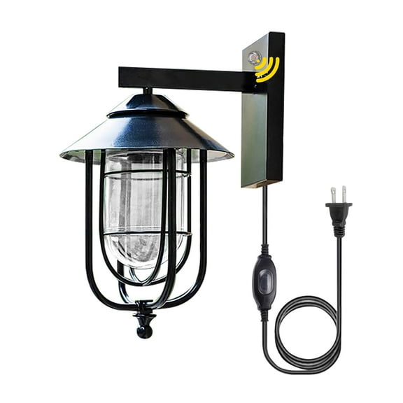 Kiven Waterproof Exterior Outdoor/Indoor Wall Light, Plug-in Wall Mount Lantern Light , Dusk-to-Dawn,Industrial Porch light for House, Garage, Patio BD0787