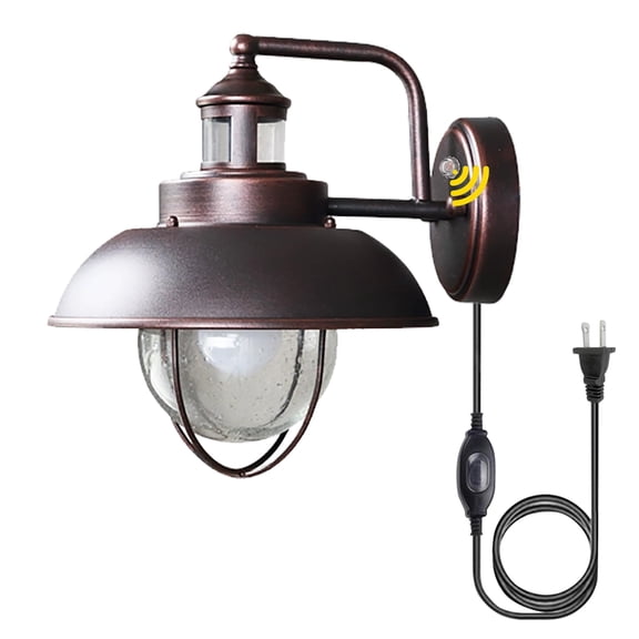 Kiven Waterproof Exterior Outdoor/Indoor Wall Light, Plug-in Wall Mount Lantern Light , Dusk-to-Dawn,Industrial Porch light for House, Garage, Patio BD1169GL