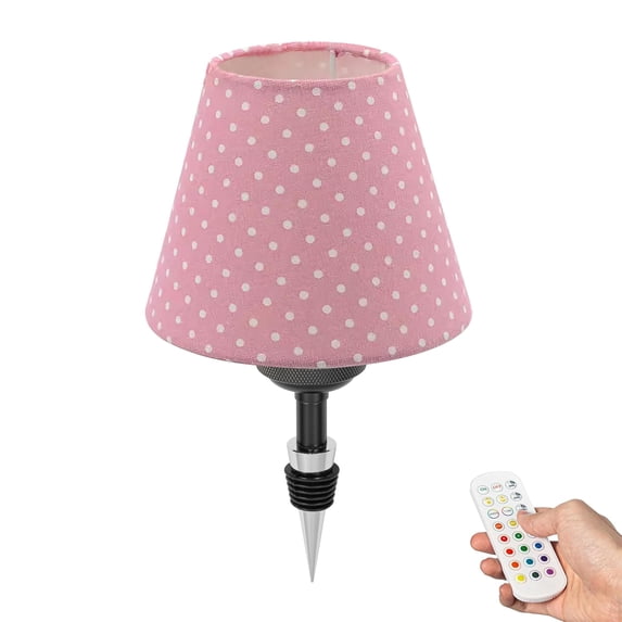 Kiven Wireless Bottle Lamp with Remote Control,Pink Rechargeable Wine Bottle Lights with Fabric Lampshade, Dimmable Ambient Lighting, Decorative Cordless Table Lamp for Restaurant Bar DZ0031