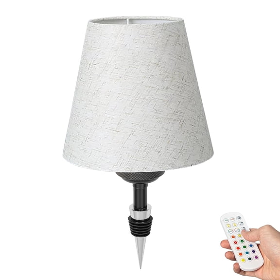 Kiven Wireless Bottle Lamp with Remote Control,Rechargeable Wine Bottle Lights with Fabric Lampshade, Dimmable Ambient Lighting, Decorative Cordless Table Lamp for Bar Restaurant DZ0375-YM