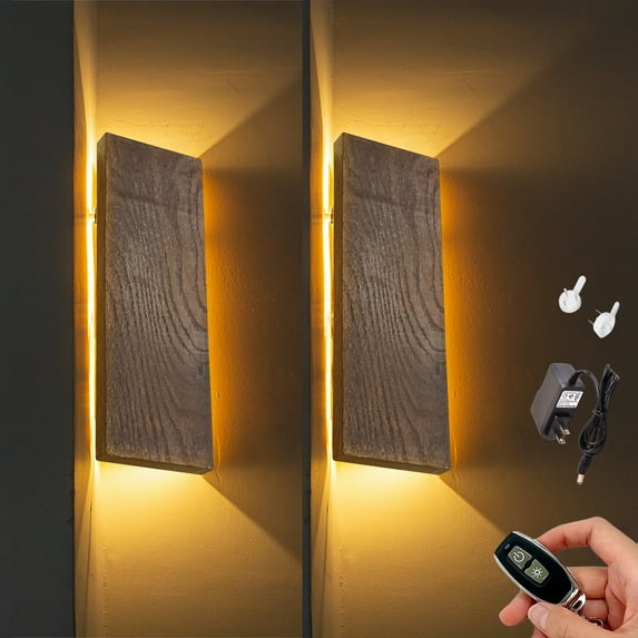 Kiven Wood Hover Corner Accent Light,Battery Operated LED Accent Wall Light, Dimmable Floating Corner Lamp, Modern Corner Wall Light for Dark Corner, Apartments, Dorms, Bedroom(Set of 2)