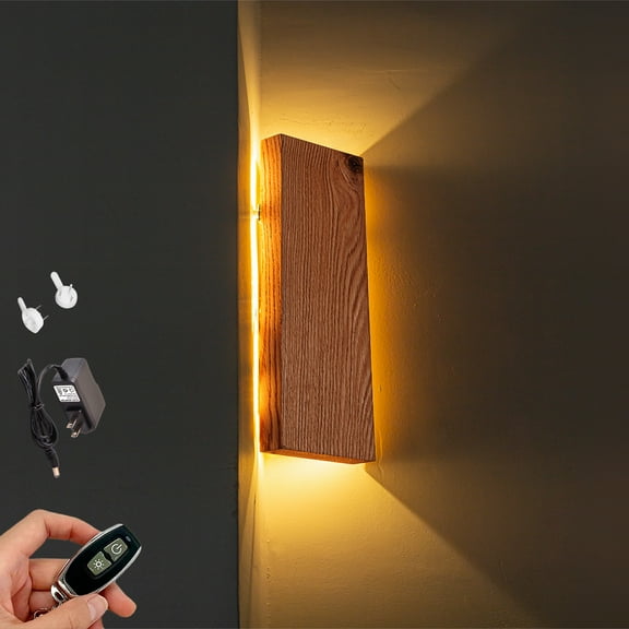 Kiven Wood Hover Corner Accent Light,Battery Operated LED Accent Wall Light, Dimmable Floating Corner Lamp, Modern Corner Wall Light for Dark Corner, Apartments, Dorms, Bedroom(1-Light)