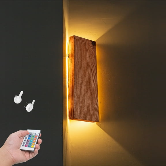 Kiven Wood Hover Corner Accent Light, LED Accent Wall Light, Dimmable Floating Corner Lamp, Modern Battery Operated Corner Wall Light for Dark Corner, Apartments, Dorms, Bedroom(1-Light)