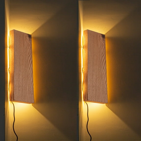 Kiven Wood Hover Corner Accent Light, LED Accent Wall Light, Dimmable Floating Corner Lamp, Modern Minimalist Plug-in Corner Wall Light for Dark Corner, Apartments, Dorms, Bedroom(Set of 2)