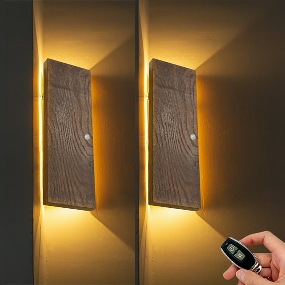 Kiven Wood Hover Corner Accent Light, Rechargeable LED Accent Wall Light, Dimmable Floating Corner Lamp, Modern Battery Operated Corner Wall Light for Dark Corner, Apartments, Dorms, Bedroom(Set of 2)
