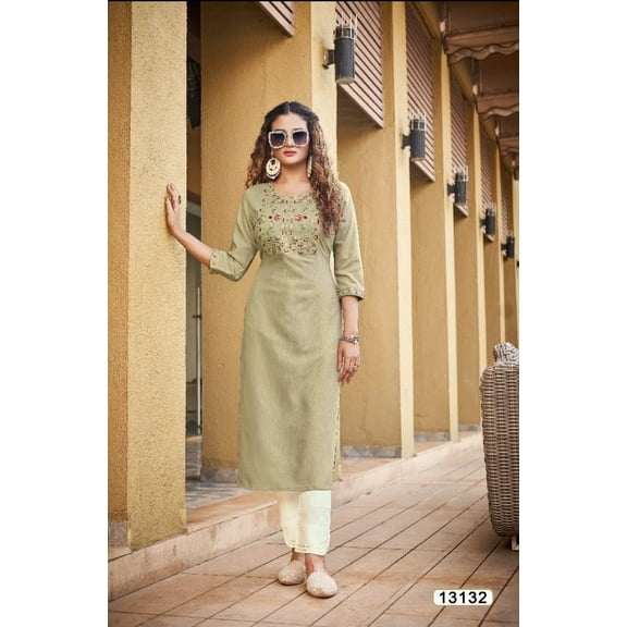 Kivi Liza, Traditional Designer Rayon Kurti with Embroidery Work, Cultural Wear for Women,05