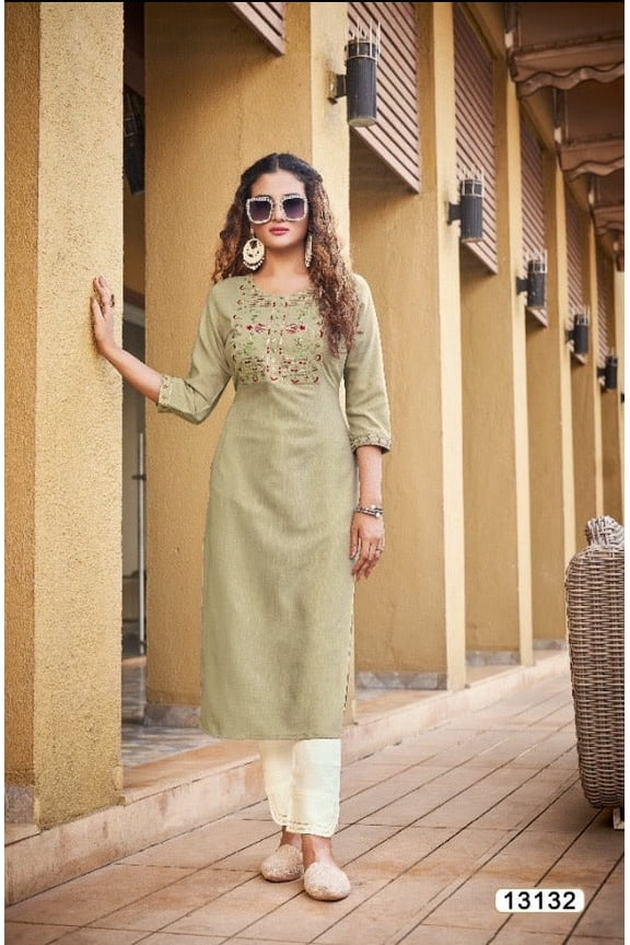Kivi Liza, Traditional Designer Rayon Kurti with Embroidery Work, Cultural Wear for Women,05