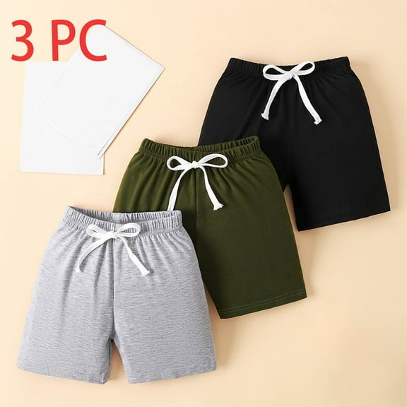 Kiviey 3 Pack Boys Athletic Shorts Casual Sports Beach Shorts Solid Pants Size 2T-8Y