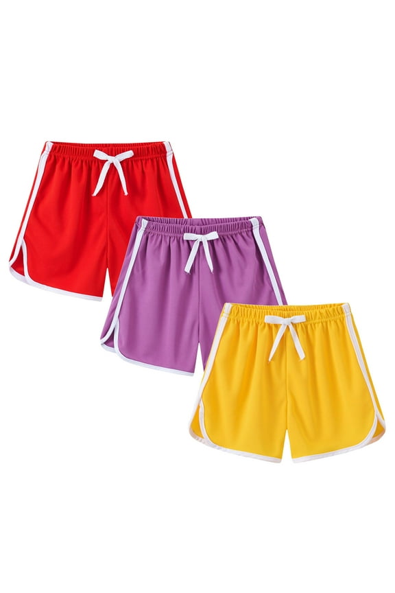 3 Pack Girls Biker Shorts Casual Sports Beach Shorts Solid Pants Size 6-7