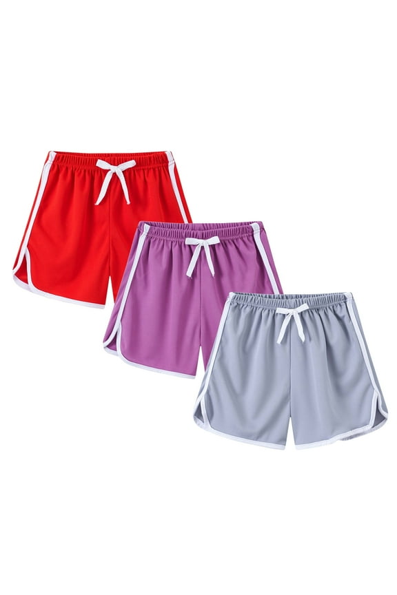 3 Pack Girls' Shorts Casual Sports Beach Shorts Solid Pants Size 3-4T