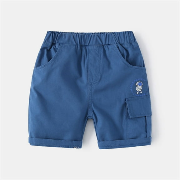 Kiviey Boy Shorts 100% Cotton Hot Shorts Elastic Waisted Solid Print Five Quarter Pants Size 2T-7Y