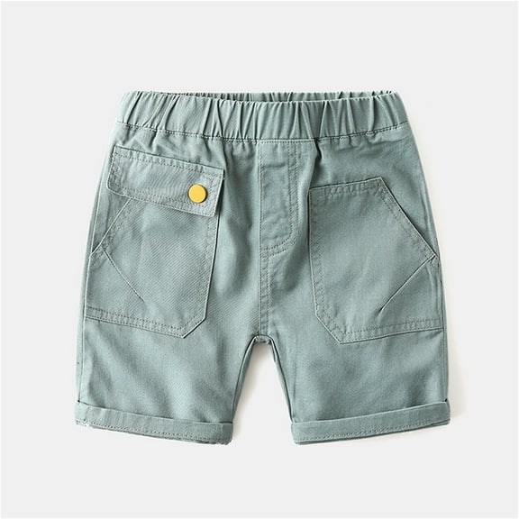 Kiviey Boys Shorts 100% Cotton Hot Shorts Elastic Waisted Solid Five Quarter Pants Size 2T-7Y