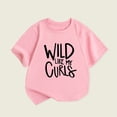 thumbnail image 1 of BCSIOAOI Cute Shirts for Girls Summer Short Sleeve Crew Neck Letter Graphic Shirts Casual Blouse Tops Size 5-6, 1 of 3