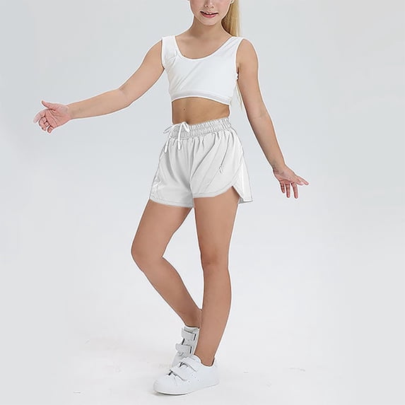 Kiviey Girls Athletic Shorts Fashion Sports Shorts Pockets Solid Pants Size 4T-13Y