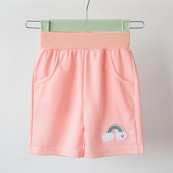 Kiviey Girls Biker Shorts Cotton Casual Sports Shorts Cropped Elastic Waisted Print Five Quarter Pants Size 12M-10Y