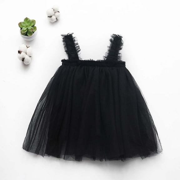 Kiviey Girls Black Dress Baby Girls Layered Dresses Toddler Sleeveless Princess Dress Size 12M-2T