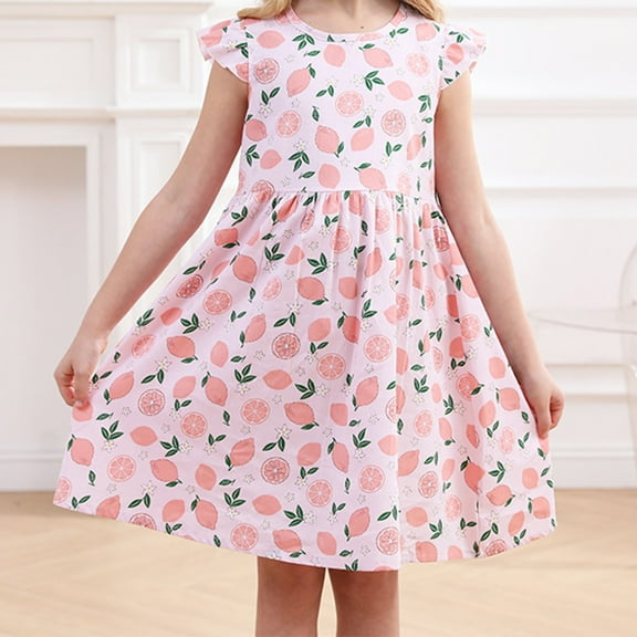 Kiviey Girls Princess Dress Summer Thin New Style Floral Trendy Outer Wear Short Sleeve Birthday Party Gown Size 10-12