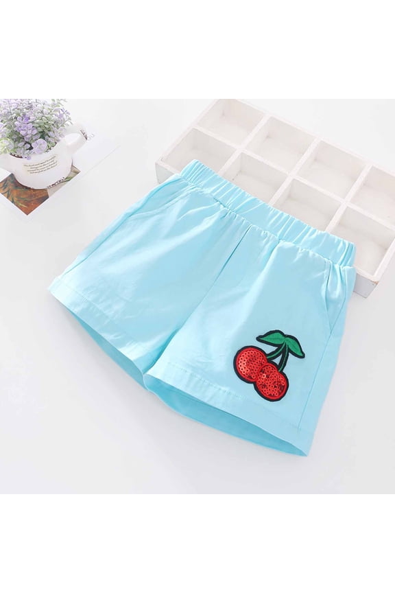 Shorts for Girls 100% Cotton Casual Hot Shorts Solid Pants Size 2T-11Y