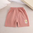 thumbnail image 1 of Kiviey Shorts for Girls Cotton Linen Denim Shorts Cute Casual Overalls Shorts Elastic Waisted Print Pants Size 12M-6Y, 1 of 5